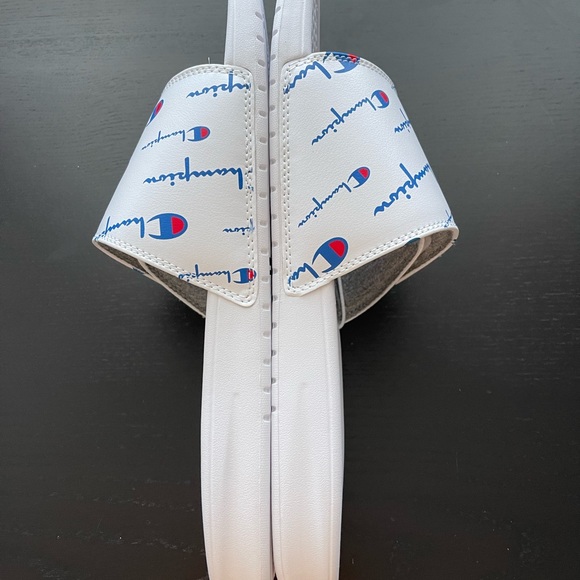 Champion Men’s Open Toe White Logo Slide Adjustable Closure EVA Sole Size 10 - Picture 7 of 9